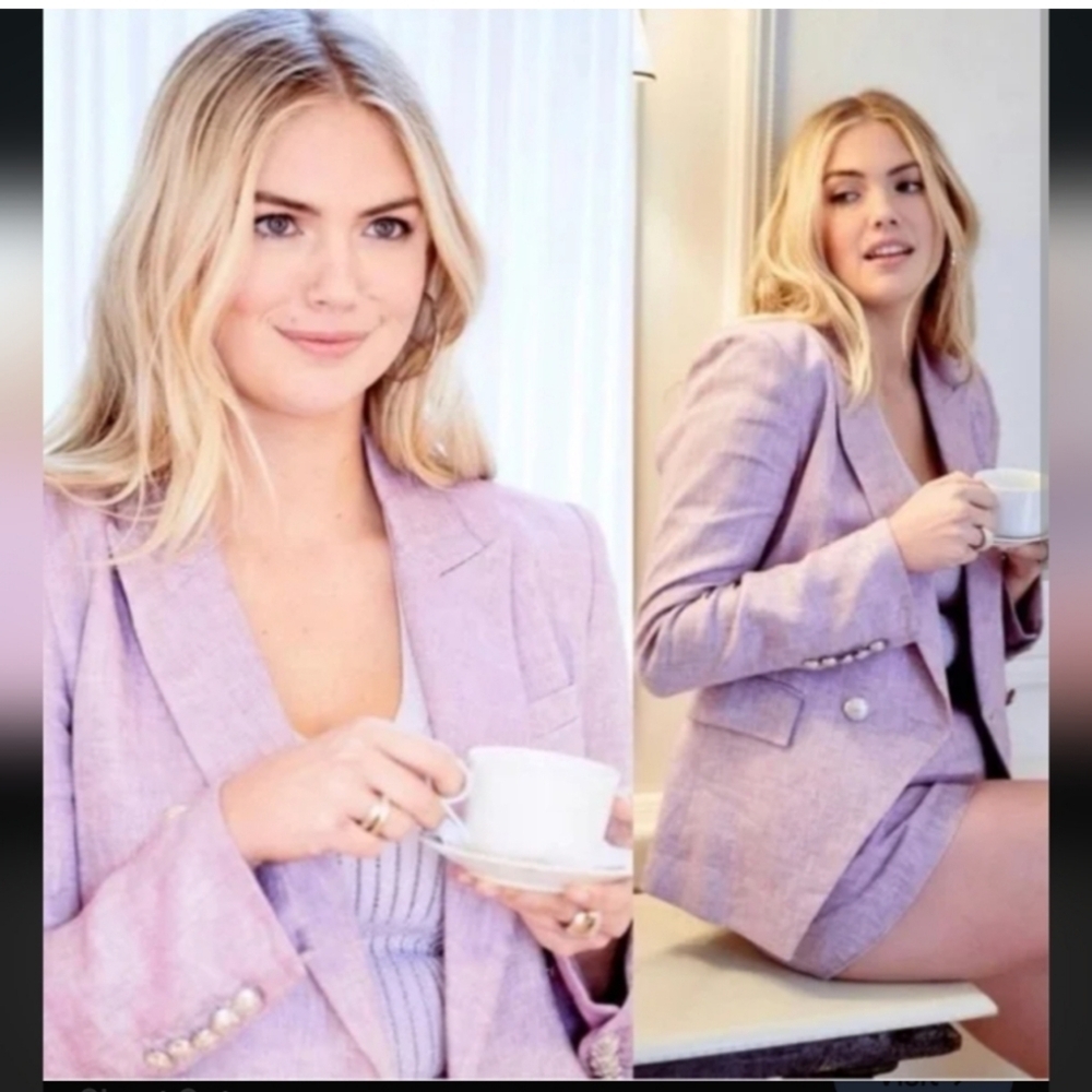 Veronica Beard Lilac Purple Linen Miller Dickey Plus Jacket Blazer Size 14